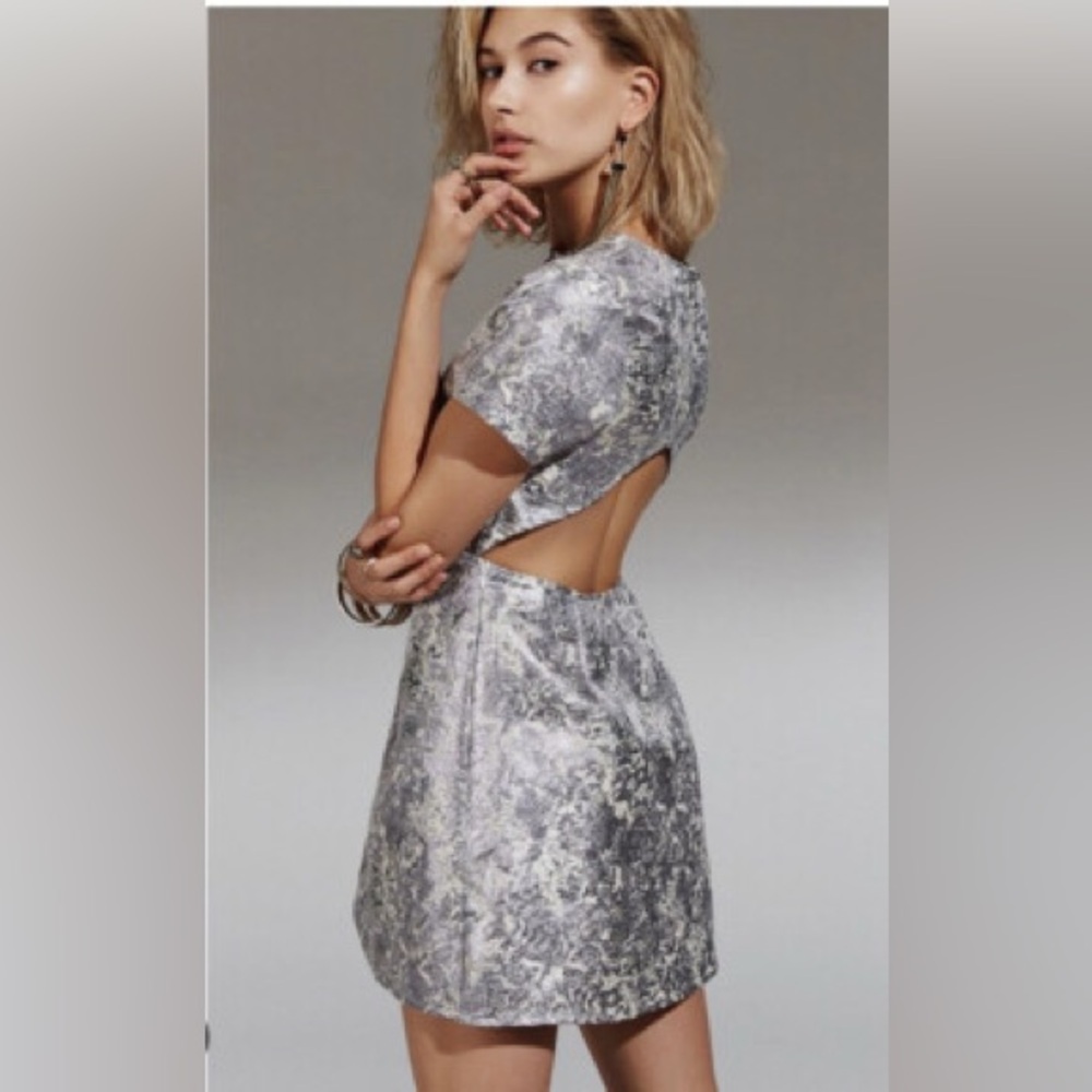 MOTEL ROCKS Cheeky silver Lilac backless Haze Dress As Seen on Hailey Bieber